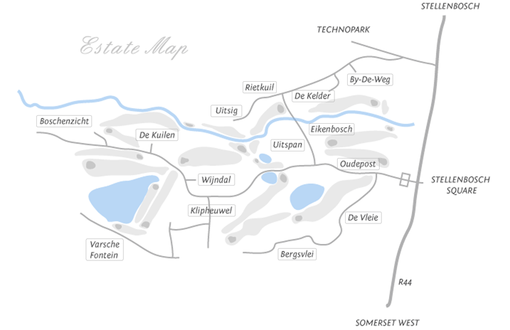 de Zalze Estate Village map